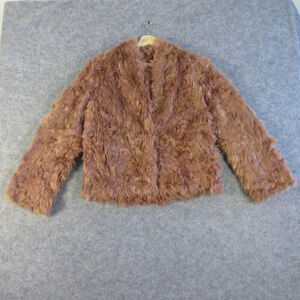 Vince Womens Plush Faux Fur Jacket Blazer S Pink Brown Blazer Coat Oversized 778